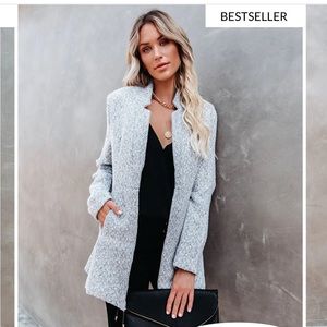 TAYSHIA POCKETED COAT - HEATHER GREY